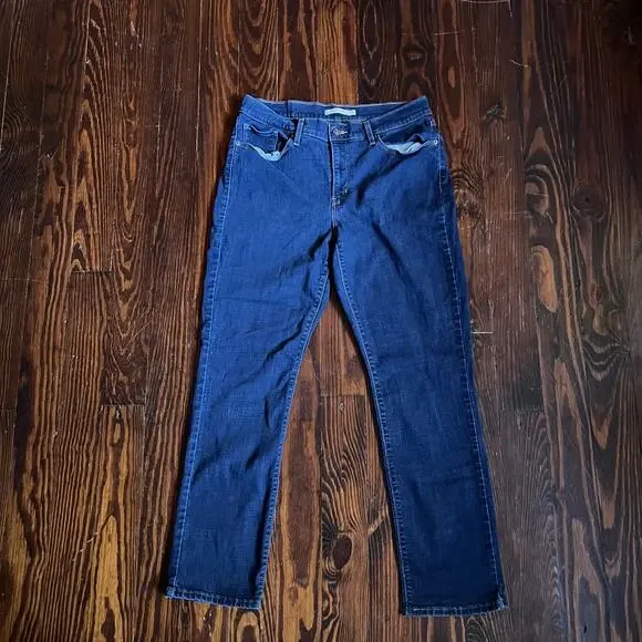 Levi's 12 Classic Straight Leg Jeans Dark Wash Mid Rise Casual Denim - Picture 1 of 3